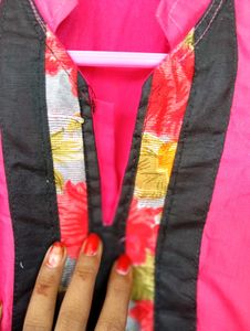 Pink Floral Trim Tunic