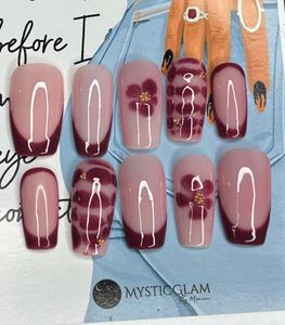 Wine Bloom Press-On Nails – Elegant & Reusable