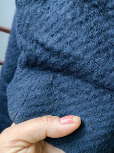 Navy Blue Wool Long Overcoat