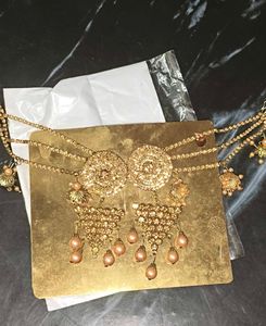 Golden Traditional Earrings with Pearl Drops