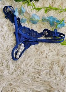 Blue Lace Thong