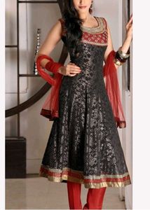 Black And Red Anarkali Dress