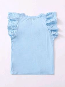 Embroidered Ruffle Trim Solid Top