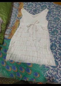 Women Frill Dress White Short