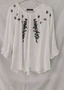 White Embroidered Blouse - Boho Chic