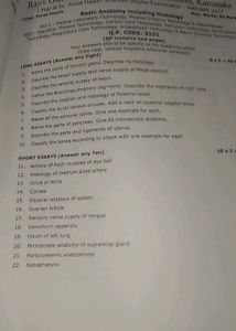 Basic Anatomy Including Histology Question Papers