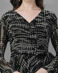 Black &amp; White Patterned Maxi Dress