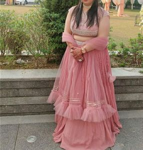 Peach Lehnga