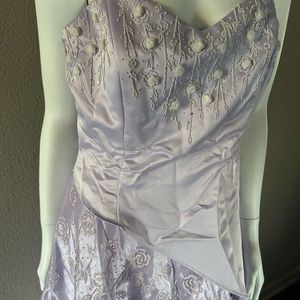 Lavender Lace &amp; Satin Formal Gown
