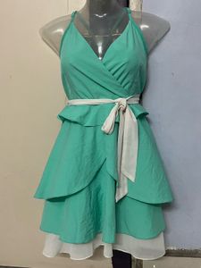 Pintrest Mint Green Ruffle Mini Dress
