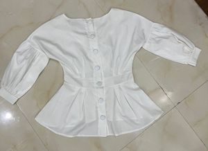 White Formal Peplum Top