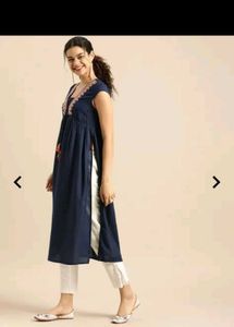 Elegant Navy Blue Embroidered Kurta