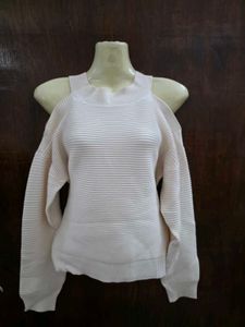 beige cold shoulder top