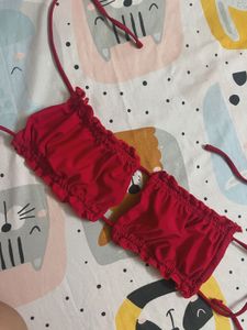 Red Ruffle Bikini
