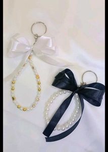 Pearl & Bow Keychain Set(Set Of Two)