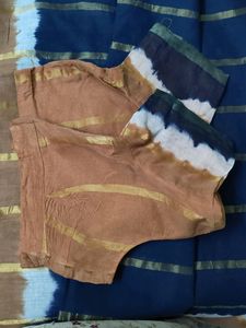 Brown With Navy Blue Pure Cotton Saree