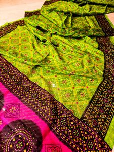 100% Pure Silk Bandhani Print Saree