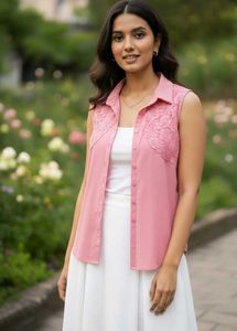 RIGO Pink Sleeveless Collared Top (Shoppers Stop)
