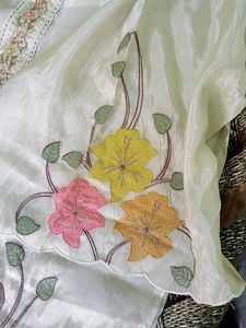 Elegant Floral Embroidered suit Set Silk Simmer