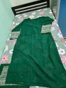 Green Embroidered Kurta plazo dupatta Set
