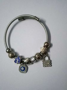 silver-toned charm Evil eye Bracelet