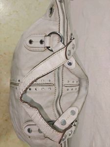 Michael Kors White Astor Leather Studded Bag