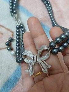 Original Grey Pearl With Ad Stones Neckpiece Set