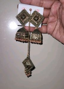 Jhumka Earrings with Chain