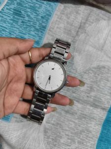 Fastrack White Analog Silver Dial Metal Watch