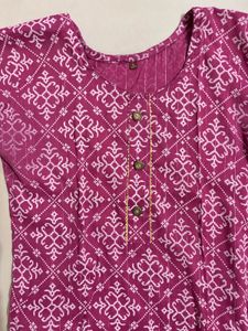 Pink &amp; White Print Kurti Tunic