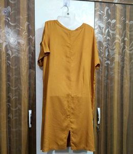 Mustard Cold Shoulder Dress