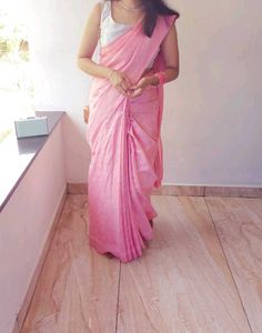 Pink Saree With Blouse Piece