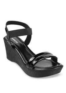 mochi black wedge heels