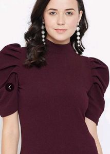 Burgundy Puff Sleeve Top