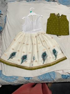 Olive Green Lehenga / Pattupavada