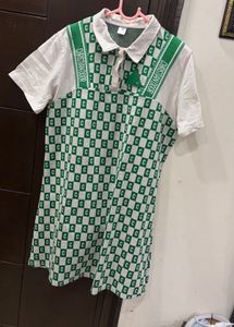 Green Checkerboard Mini Dress