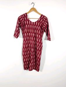 Maroon Ikat Weave Casual Kurta (Women)