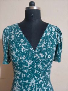 Floral V-Neck Fit &amp; Flare Midi Dress