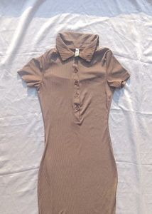 Brand New (Newme) Solid Slit Ribbed Dress