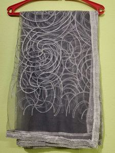 Grey Elegant Net Dupatta