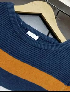 Navy Blue &amp; White Striped Winter T-shirt 3- 4 Year