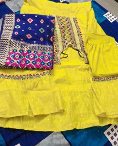 Lime Green Embroidery Dress 3set Dupatta With Pant