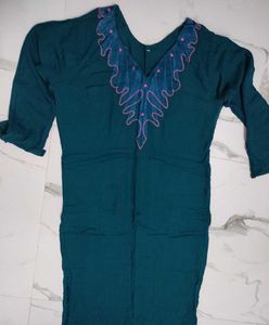 Teal Embroidered Tunic Top