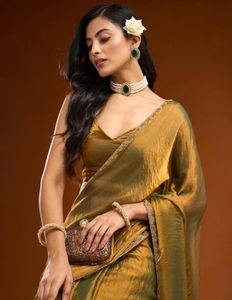 Elegant Gold Shimmer Saree
