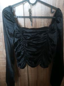 Imported Black Satin Top