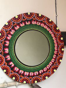 Dot Mandala Mirror Green And Orange