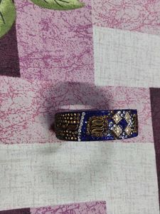 Blue Embroidery Sareee And Free Matching Kangan