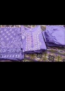 Lavender Embroidered Kurta Set