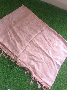 Peach Floral Print Scarf with Tassels