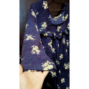 Floral Print Navy Maxi Dress